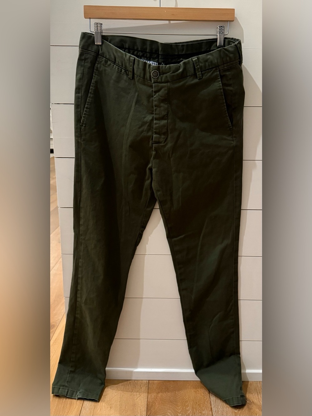 Mens Adolfo Dominguez Spain Olive Khaki Pants Slim Sz 40